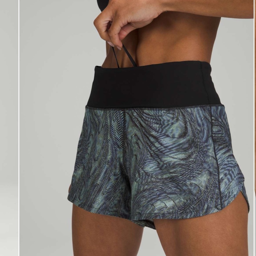 Lululemon Athletica Black and Gray Athletic  Speed up Shorts 4” 10 TALL